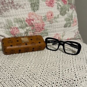 MCM Tan Eyeglass Case with Black Glasses